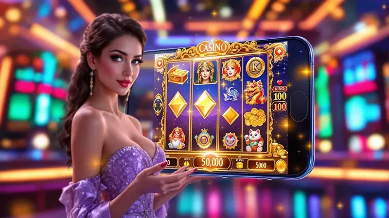 Tampilan visual slot mobile dengan reel dan simbol bonus