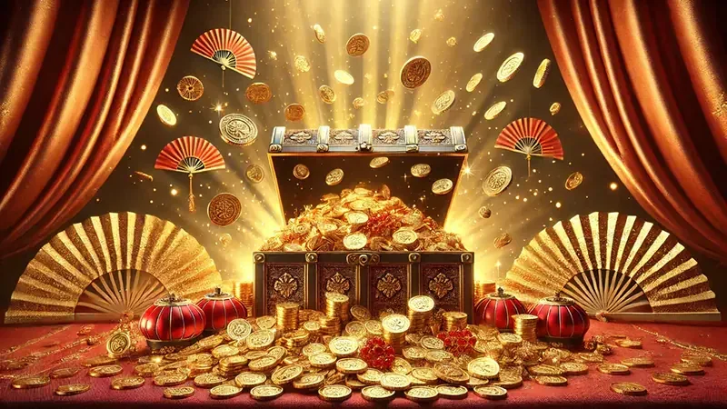 Reel slot digital dengan simbol permainan dan efek visual